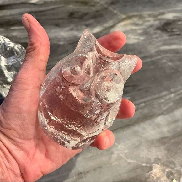 PAIR Mid Century Modern Glass Owl Candlesticks Taper Candle Holders 3” - Picture 7 of 10